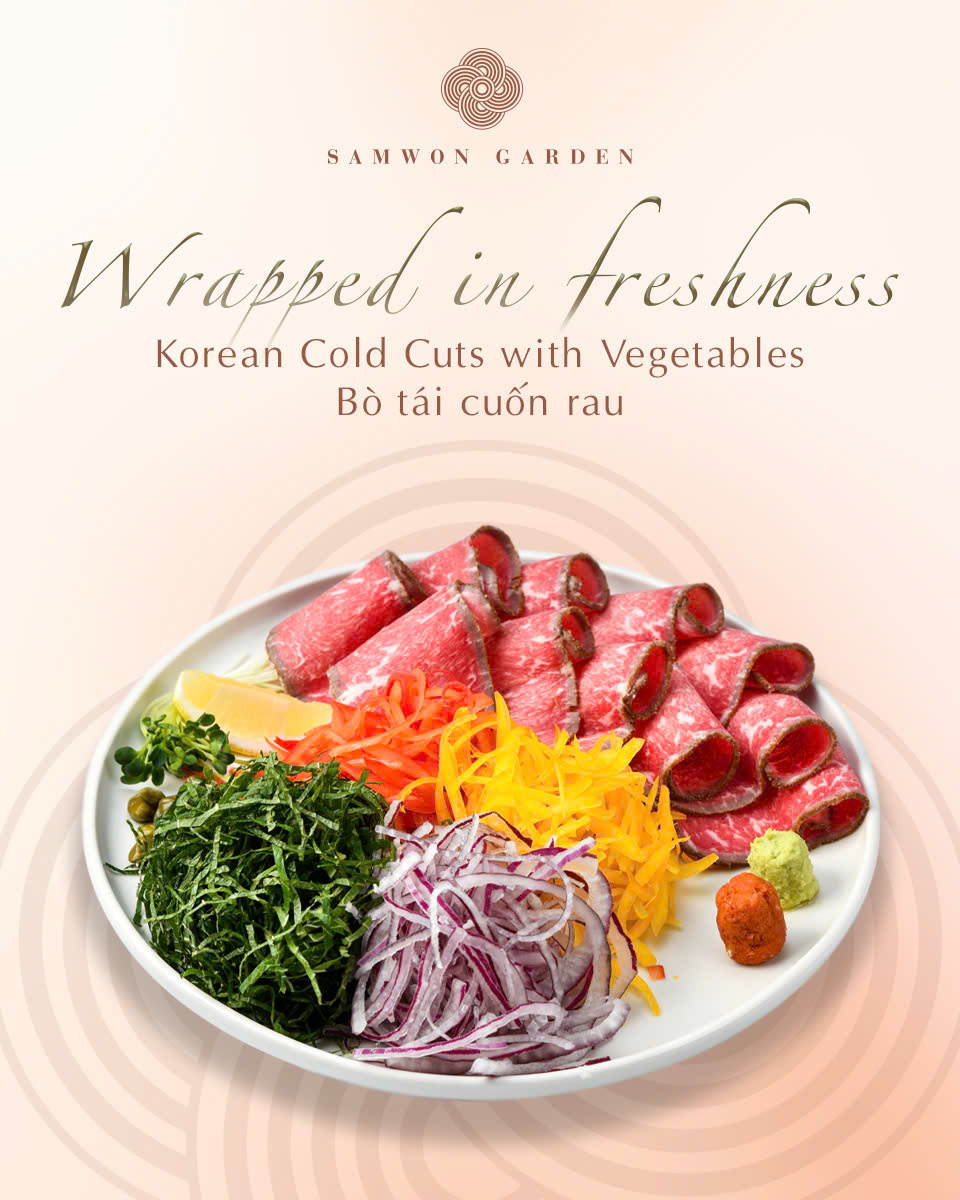 bò tái cuốn rau